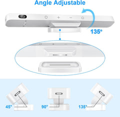 Angle adjustable electronic device with labeled angles on a white background