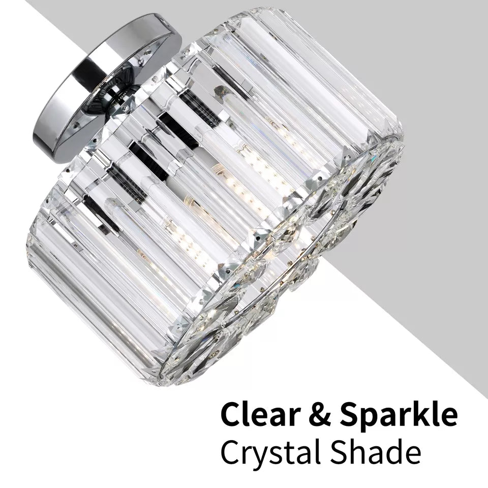 Crystal Chandelier Ceiling Light – Modern Glass Pendant in Silver Finish