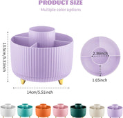 Purple 360° Rotating Makeup Organizer Brush and Desk Storage Container