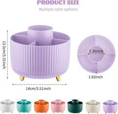 Purple 360° Rotating Makeup Organizer Brush and Desk Storage Container