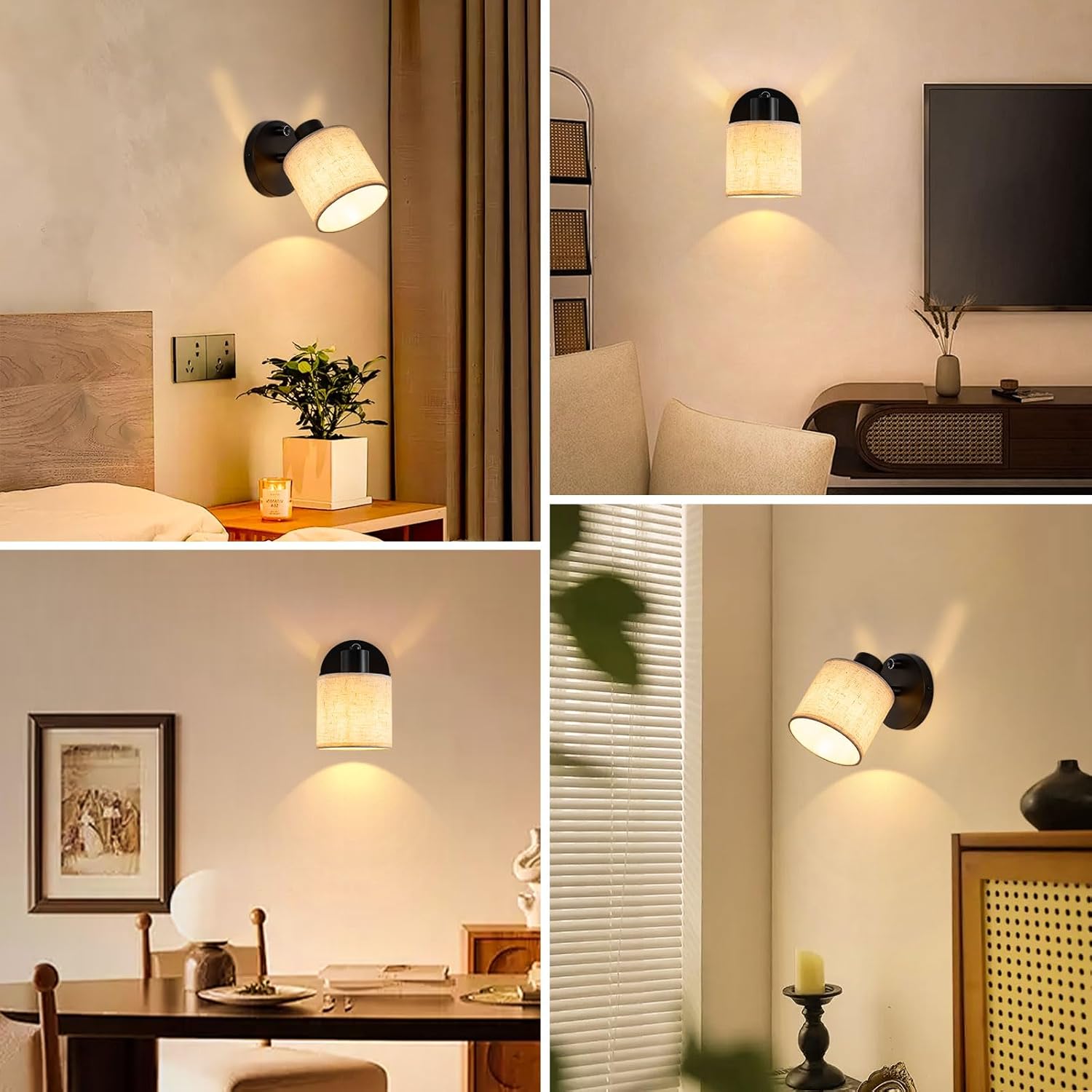 Beige fabric wall lamp for bedroom

