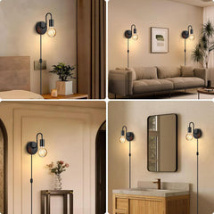 Black Metal Sconce with Dimmer

