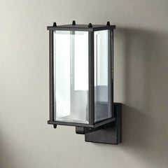 Black bevelled glass porch wall light

