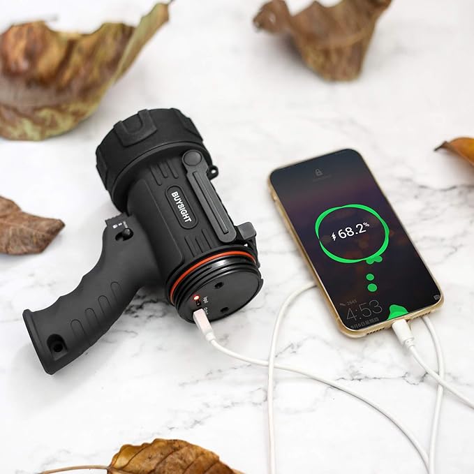 Rechargeable Spotlight Flashlight 200,000 Lumens – Waterproof Hunting ...