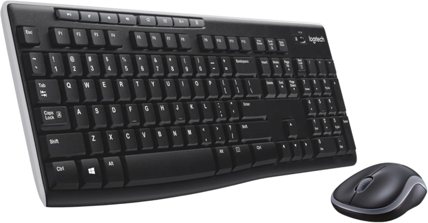 Black keyboard and mouse set on a white background