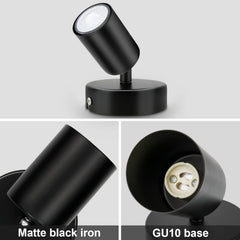 Black spotlight with GU10 base on a gray background