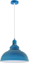 Blue pendant light on a white background