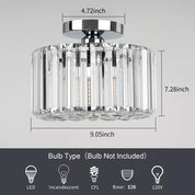 Crystal Chandelier Ceiling Light – Modern Glass Pendant in Silver Finish