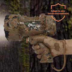 Camouflage device held by a gloved hand with 'Bullight' branding, against a natural background.