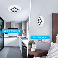 Ceiling and wall-mounted LED lights in a kitchen and bedroom setting.