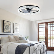 Ceiling fan with light fixture in a bedroom setting