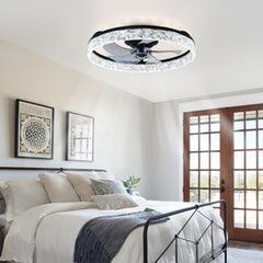 Ceiling fan with light fixture in a bedroom setting
