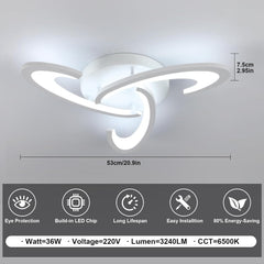 Ceiling light fixture with dimensions and specifications on a gray background