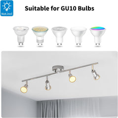 Ceiling light fixture with GU10 bulb slots on a white background