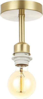Ceiling light fixture with a gold finish and exposed bulb