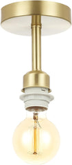 Ceiling light fixture with a gold finish and exposed bulb