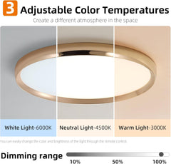 Ceiling light fixture with adjustable color temperature options on a gray background