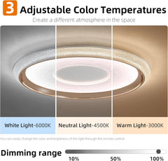Ceiling light fixture with adjustable color temperature options on a gray background