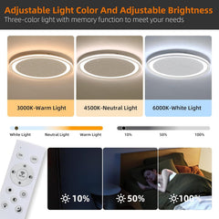 Ceiling light fixture with adjustable light color and brightness, showing different light temperatures and scenes.