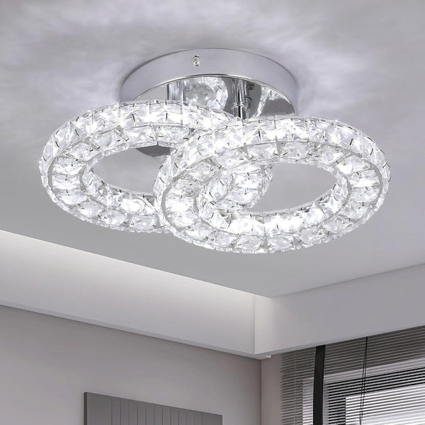 Ceiling light fixture with crystal design in a modern interior setting