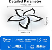 Ceiling light fixture with dimensions and technical specifications on a white background