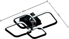 Ceiling light fixture with dimensions labeled on a white background