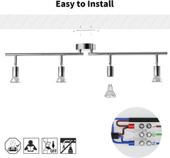 Ceiling light fixture with easy installation instructions and diagram.