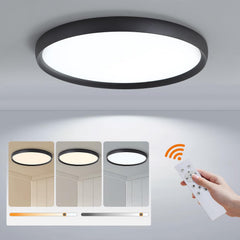 Ceiling light fixture with remote control on a gray background