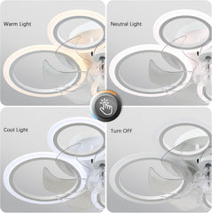 Ceiling light fixture with selectable warm, neutral, and cool light options.