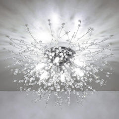 Chandelier with crystal-like design on a ceiling