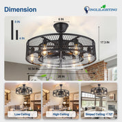 Chandelier with dimensions and installation guidance on a white background
