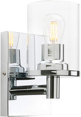 Chrome wall sconce with glass shades on a white background
