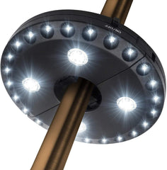 Close-up of a solar-powered LED light on a white background