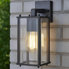 Close-up of bevelled glass outdoor light

