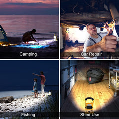 Collage of four images labeled 'Camping', 'Car Repair', 'Fishing', and 'Shed Use' with corresponding activities.