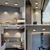 Collage of interior design elements including lighting fixtures, furniture, and decor.