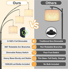 Collage of different lamps used in various rooms including office, living room, dinner room, and bedroom.