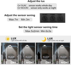 Control panel for adjusting light sensor settings with visual examples of day and night operation.