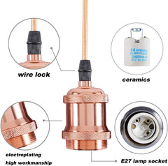 Copper lamp holder with detailed features labeled on a white background