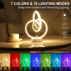 Decorative LED lamp with 7 colors and 10 lighting modes on a table.