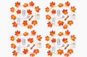 Decorative string lights with leaf patterns on a white background