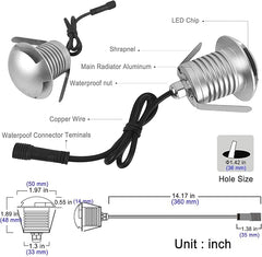 Diagram of a LED light bulb with labeled parts and measurements.