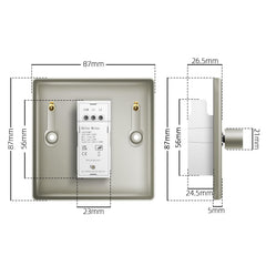 Dimensions of a door handle and lock mechanism on a white background