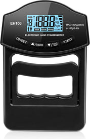 Digital hand dynamometer with digital display on a white background