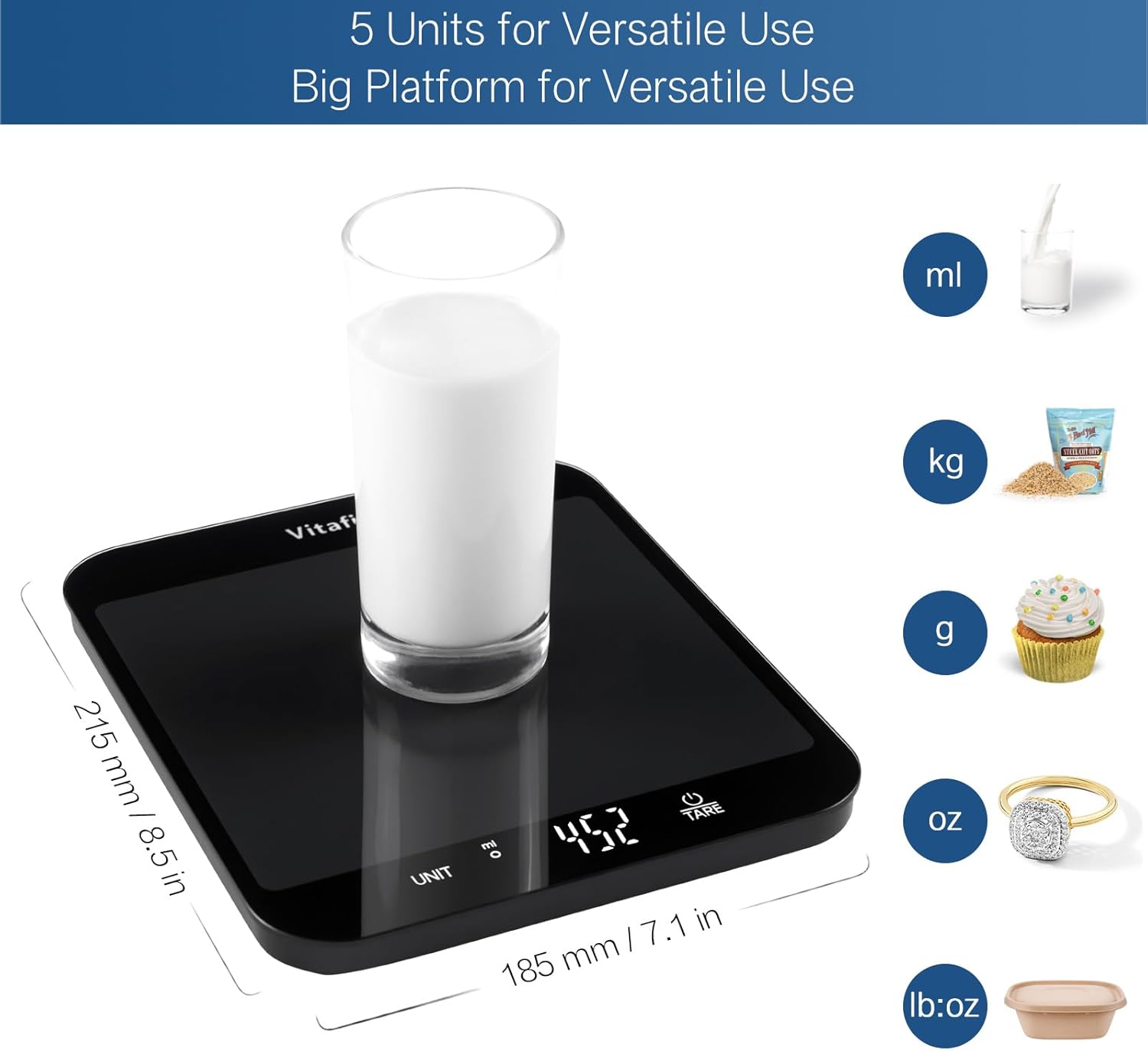 Vitafit 15kg Digital Kitchen Scales – Black – KfDirect