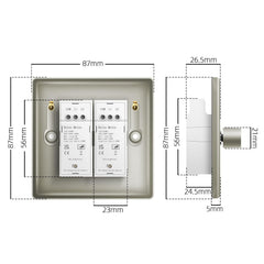 Dimensions of a door handle and lock mechanism on a white background