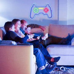 Dimmable Game Neon Sign - USB Powered Blue Gamepad LED Light with Switch for Bedroom Wall Decor, Gaming Room & Party