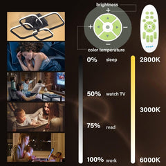 Display of a smart TV screen with various settings and scenes, including brightness, color temperature, and different usage scenarios.