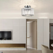 Crystal Chandelier Ceiling Light – Modern Glass Pendant in Silver Finish
