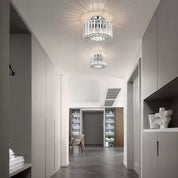Crystal Chandelier Ceiling Light – Modern Glass Pendant in Silver Finish